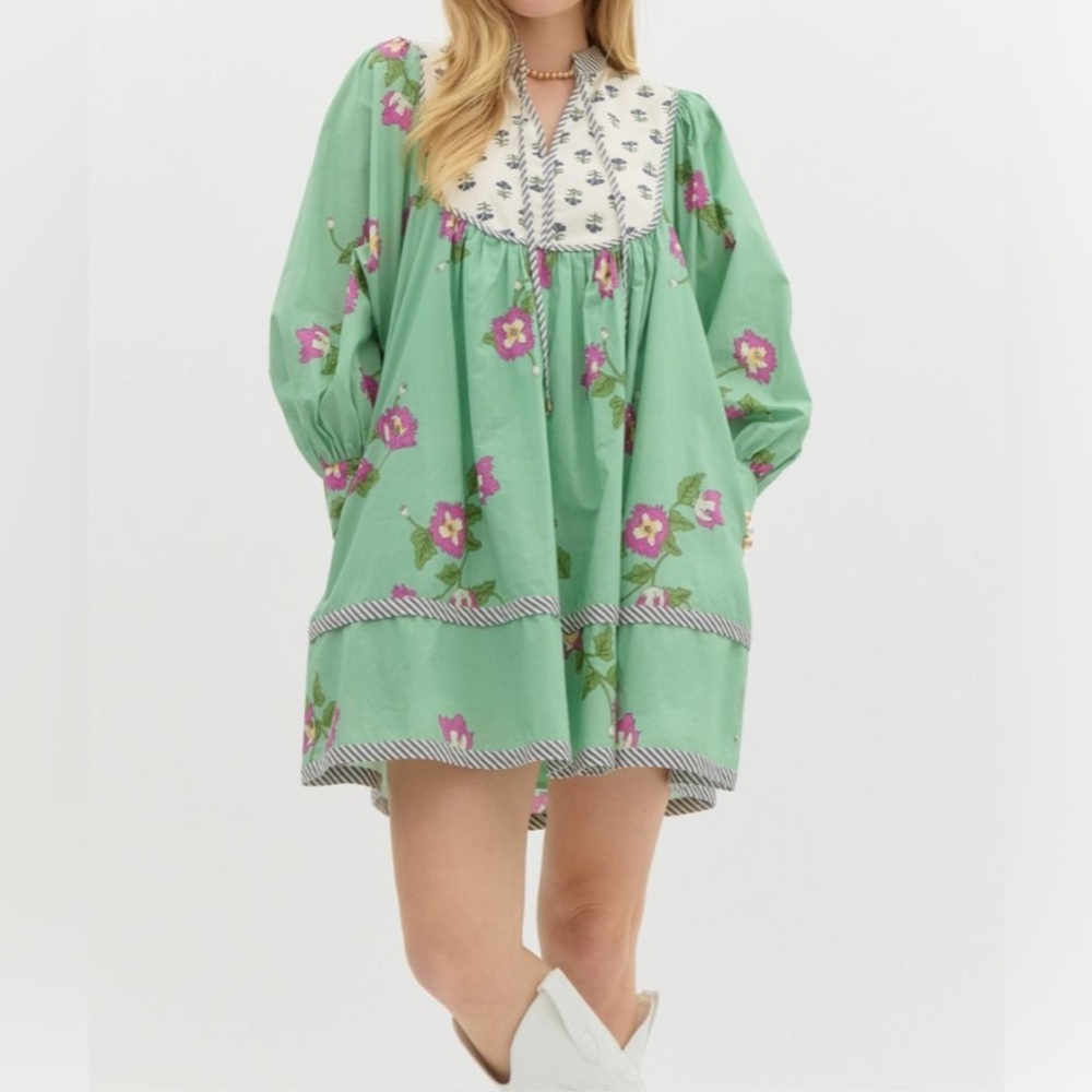 Entro Floral Green Dress